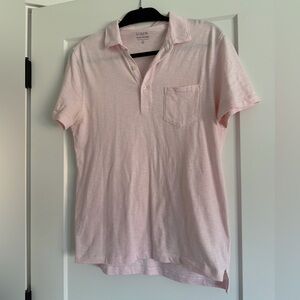 J. Crew Light Pink Slub Cotton Polo  Shirt - Small